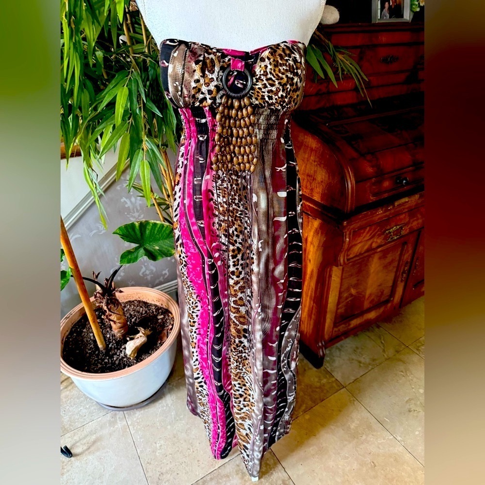 By Deep ladies, maxi sleeveless sundress, excellent condition beaded front large - Picture 3 of 16
